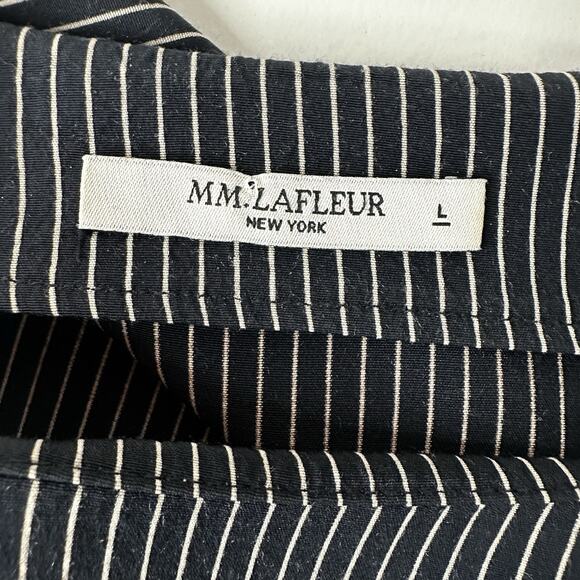 MM Lafleur Top Blouse Womens Large Blue Rampling Top Thin Stripe - Picture 8 of 12